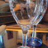 Set of 4 cut glass stemmed glasses from the 50s.