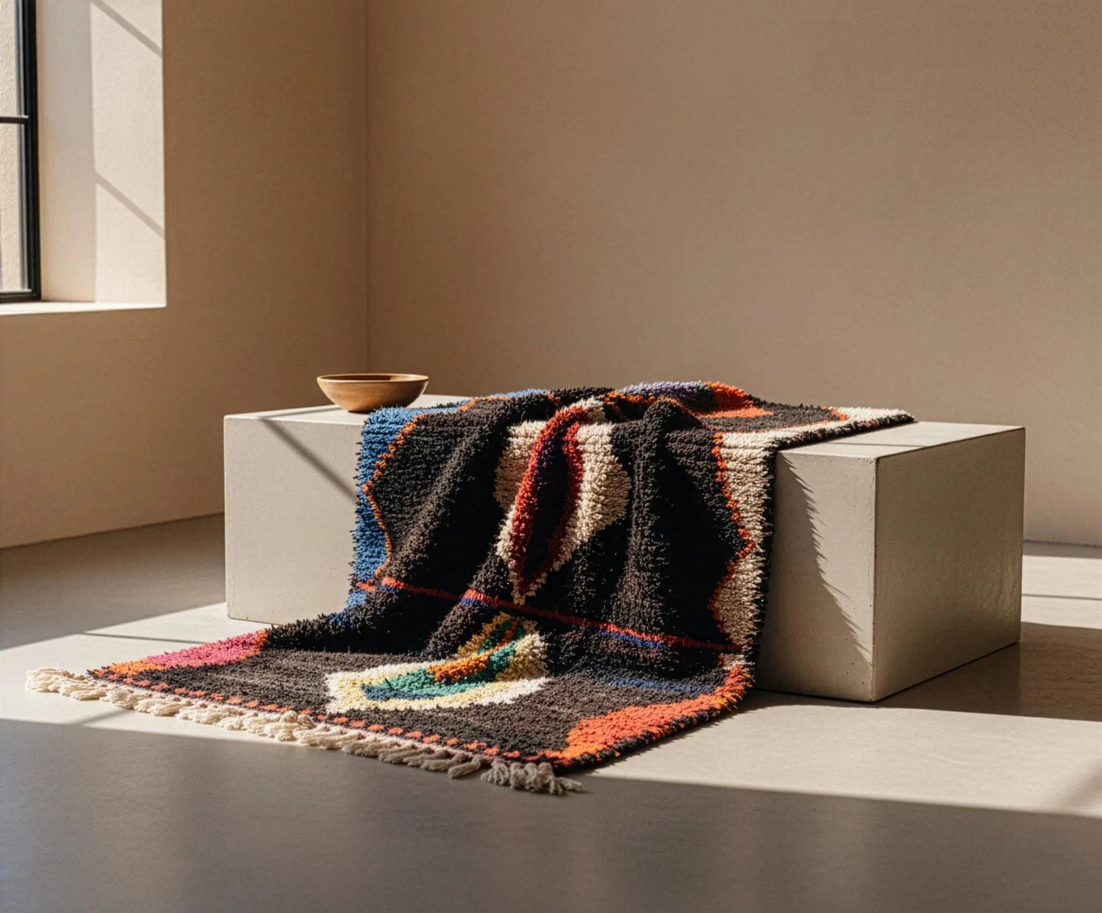 Moroccan rug made of natural wool, handmade, 3x2 m.
