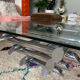 Coffee table 70s chrome and glass