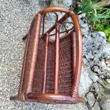Vintage 70s varnished rattan magazine rack
