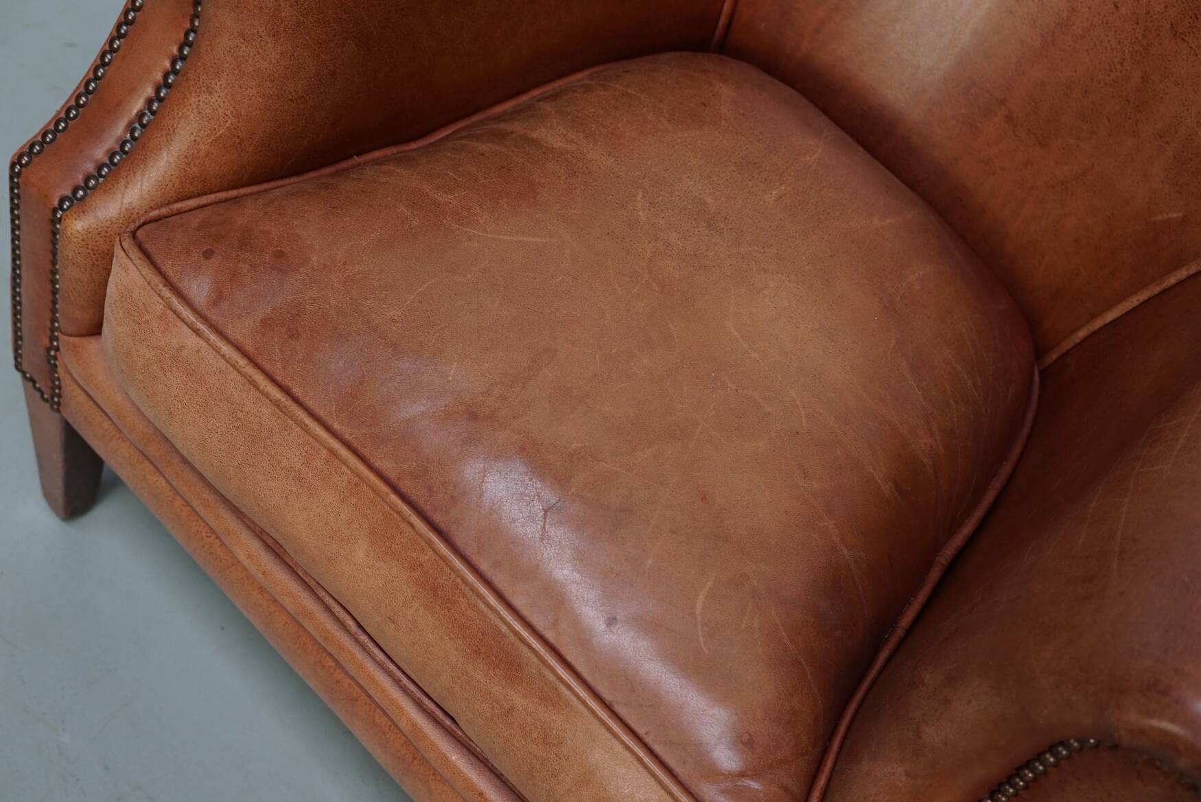 Vintage Dutch Leather Club Chairs in Cognac, Set of 2