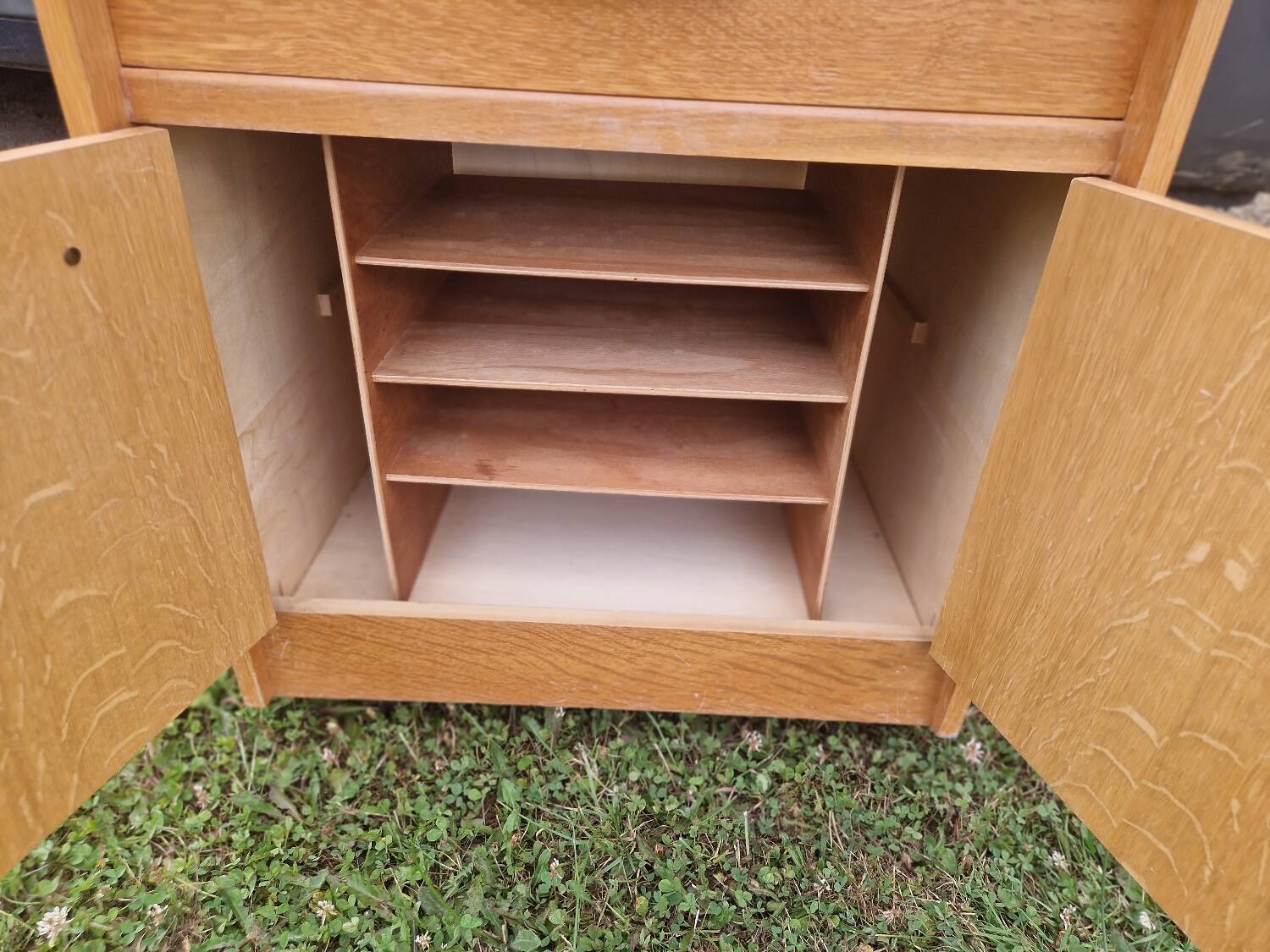 Small vintage oak veneer sideboard from the 1960s