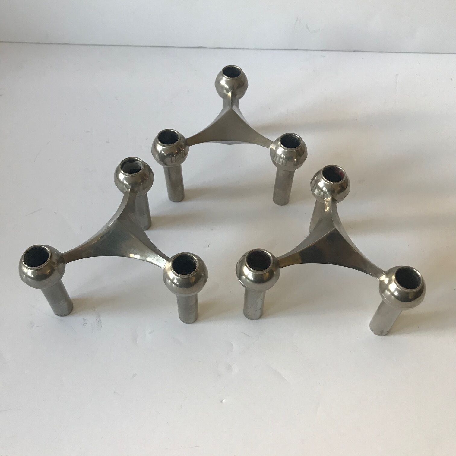 Set of 3 scandinavian candlesticks Nagel
