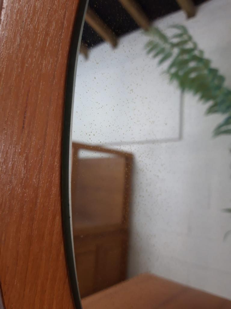 Vintage wooden round mirror MDK, 65 cm