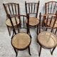 Series of 7 old bar cane cane bistro chairs