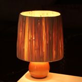 Wooden lamp and raffia lampshade, 70s