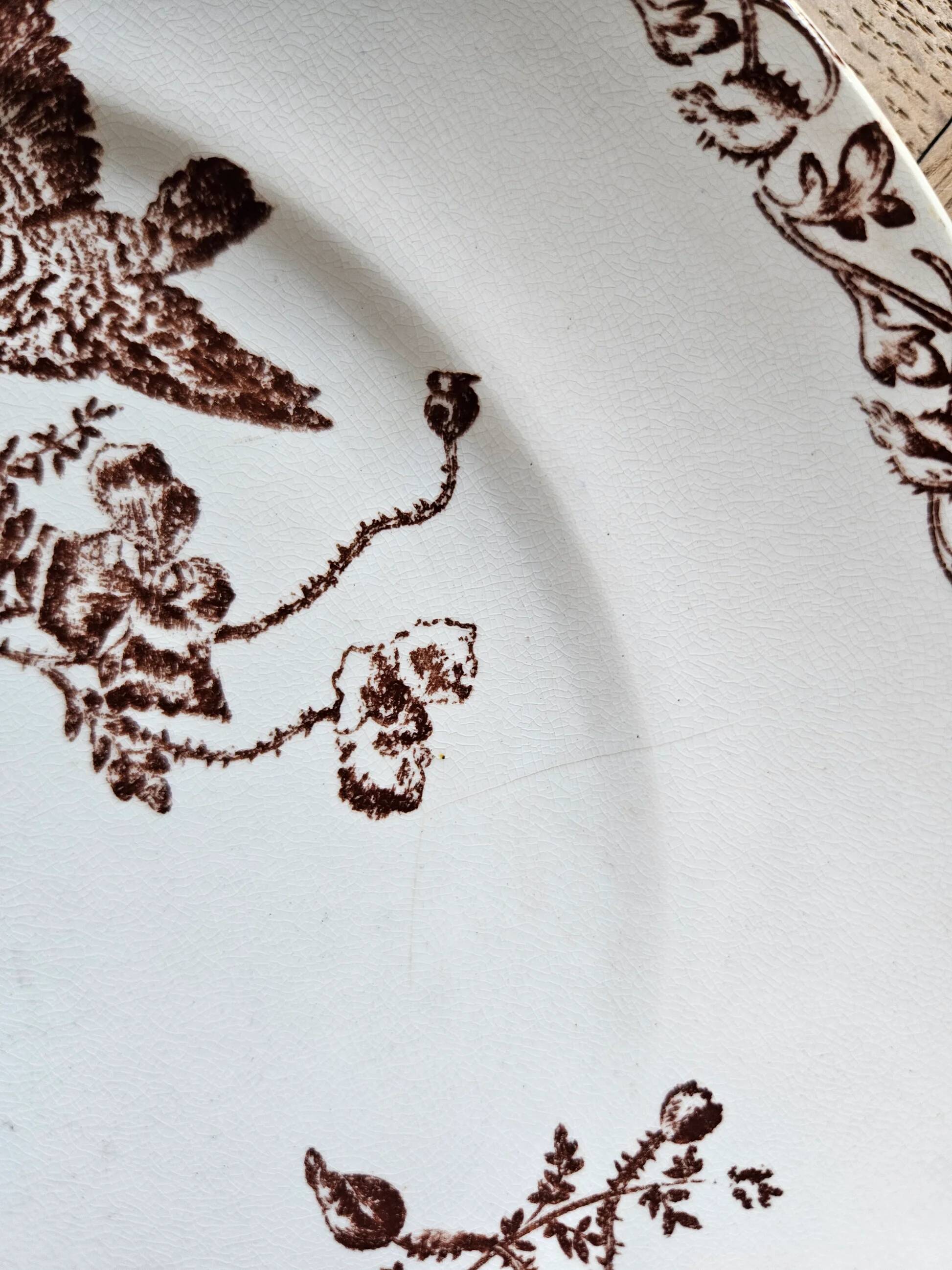 Ironstone dessert plates, poppies