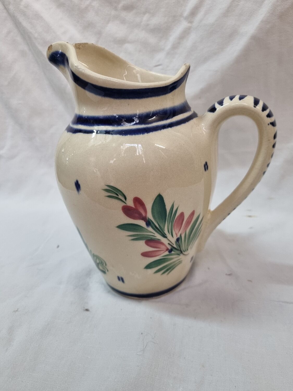 Henriot Quimper earthenware water pitcher 1960