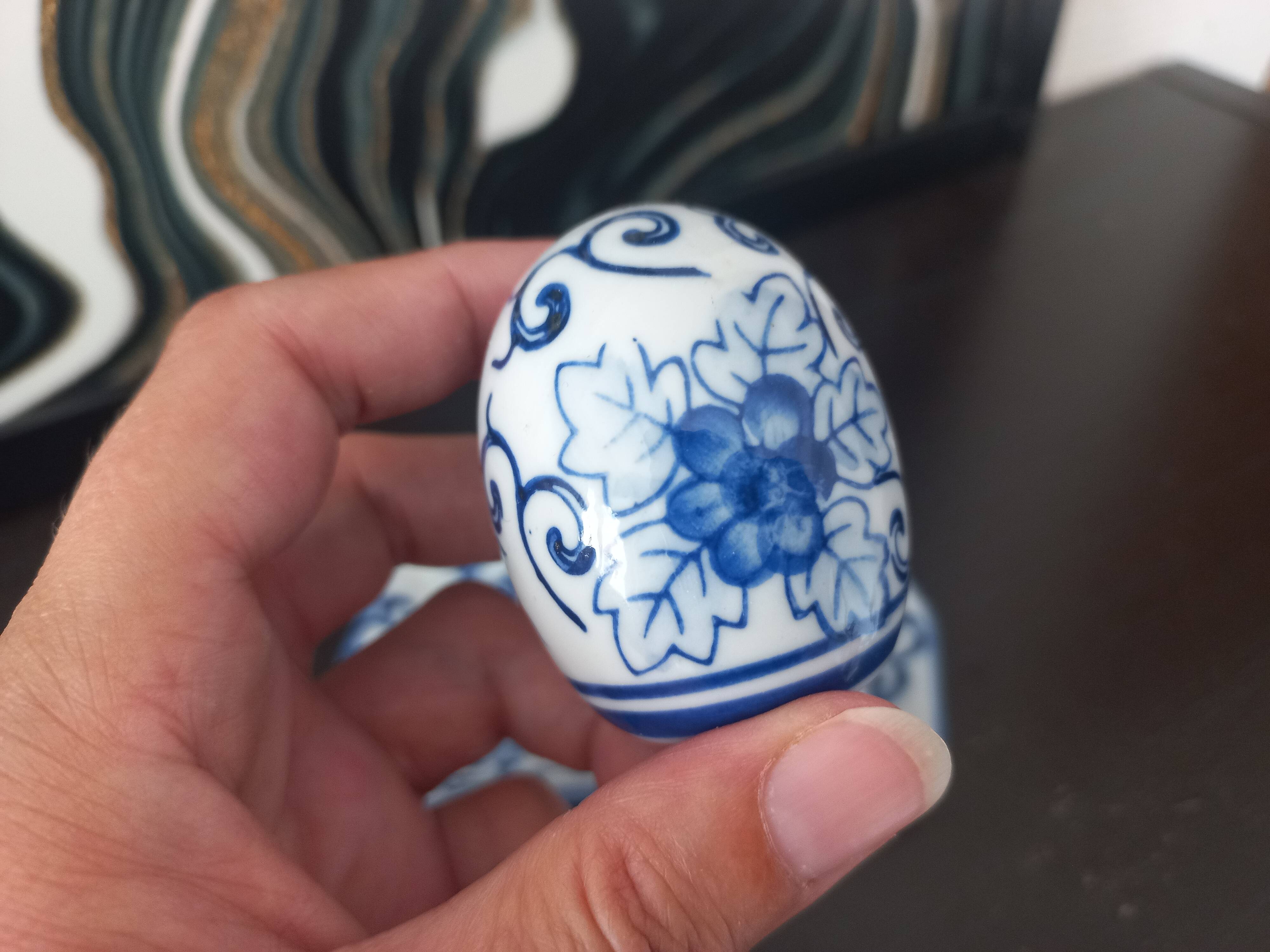 Vintage blue porcelain salt and pepper shakers