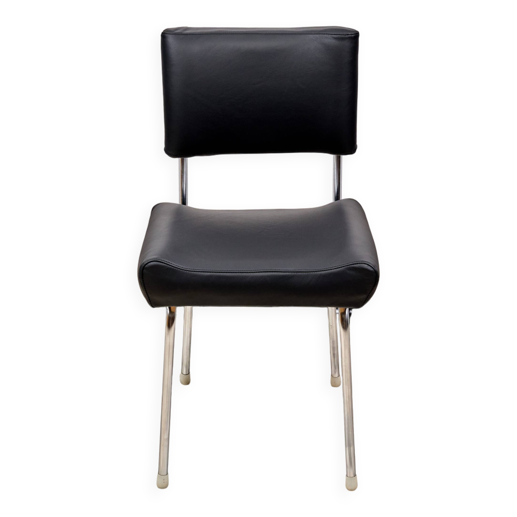 Vintage Leather Chair with Chrome Legs, 1970s, Czechoslovakia