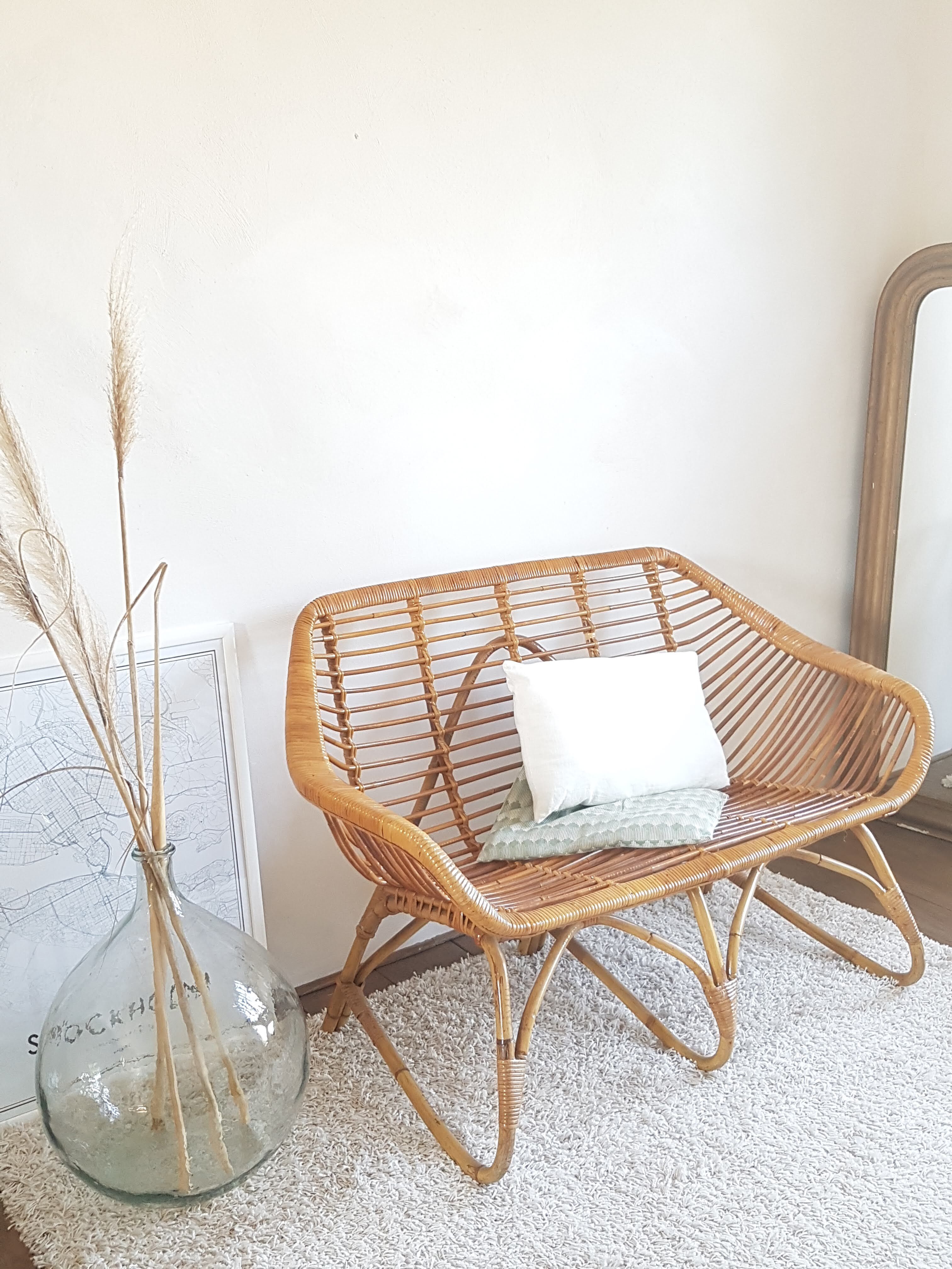 2 seater rattan bench