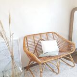 2 seater rattan bench