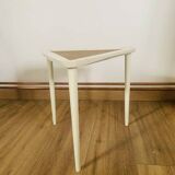 table basse tripode blanche et bois Arthur Umanoff