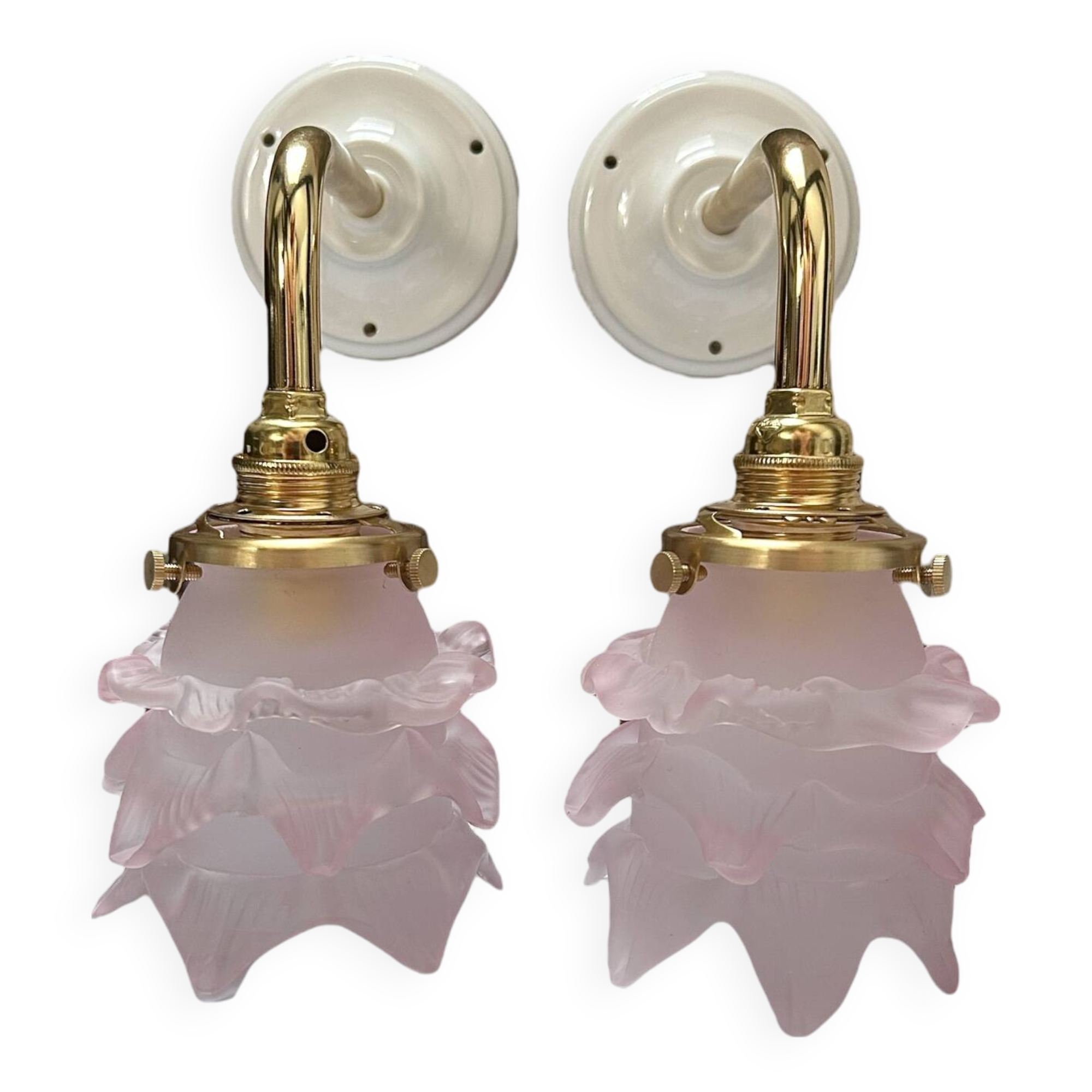 Pair of tulip flower wall lights