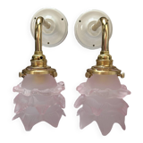 Pair of tulip flower wall lights