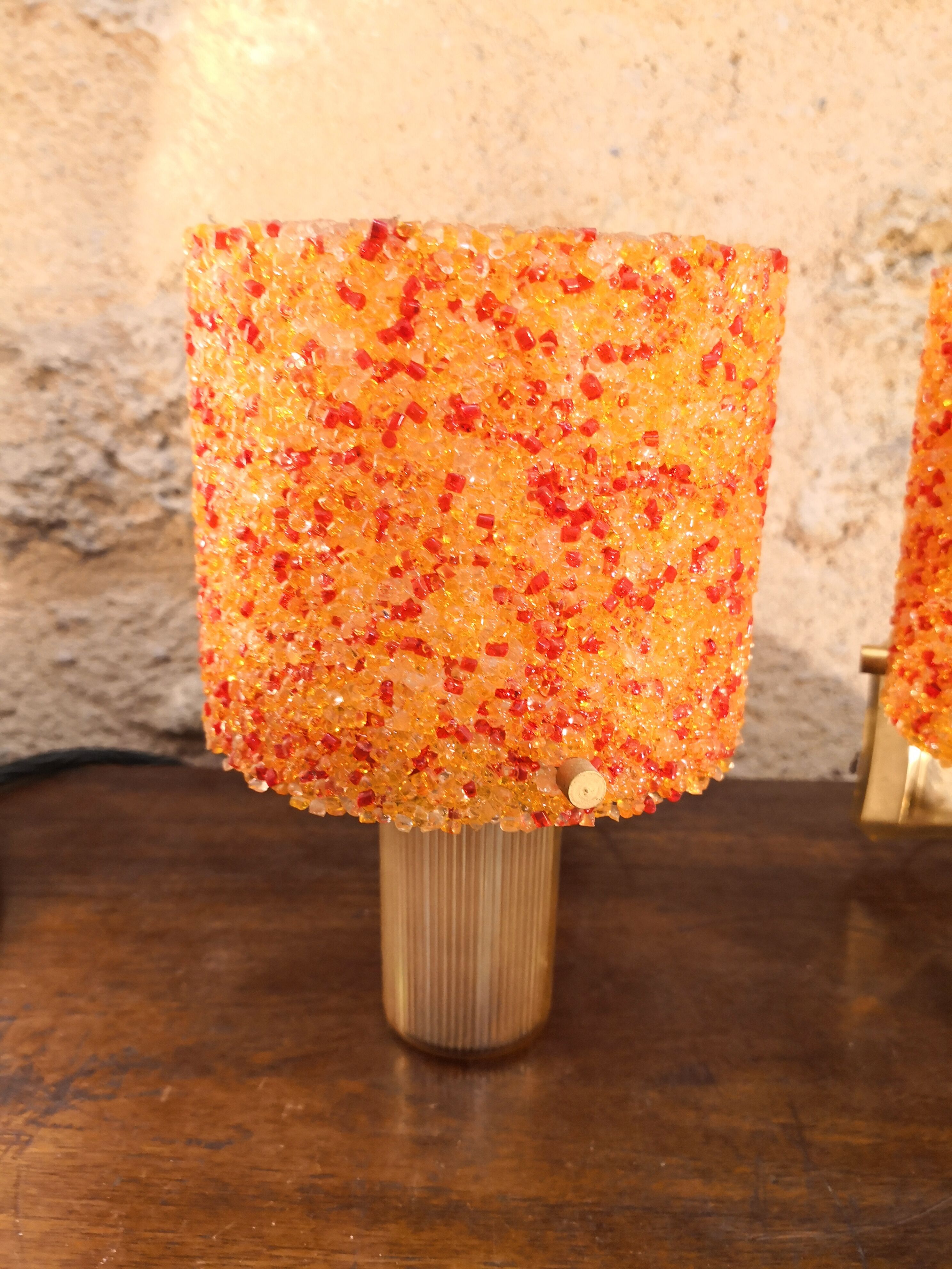 Wall lamps in perspex orange granite