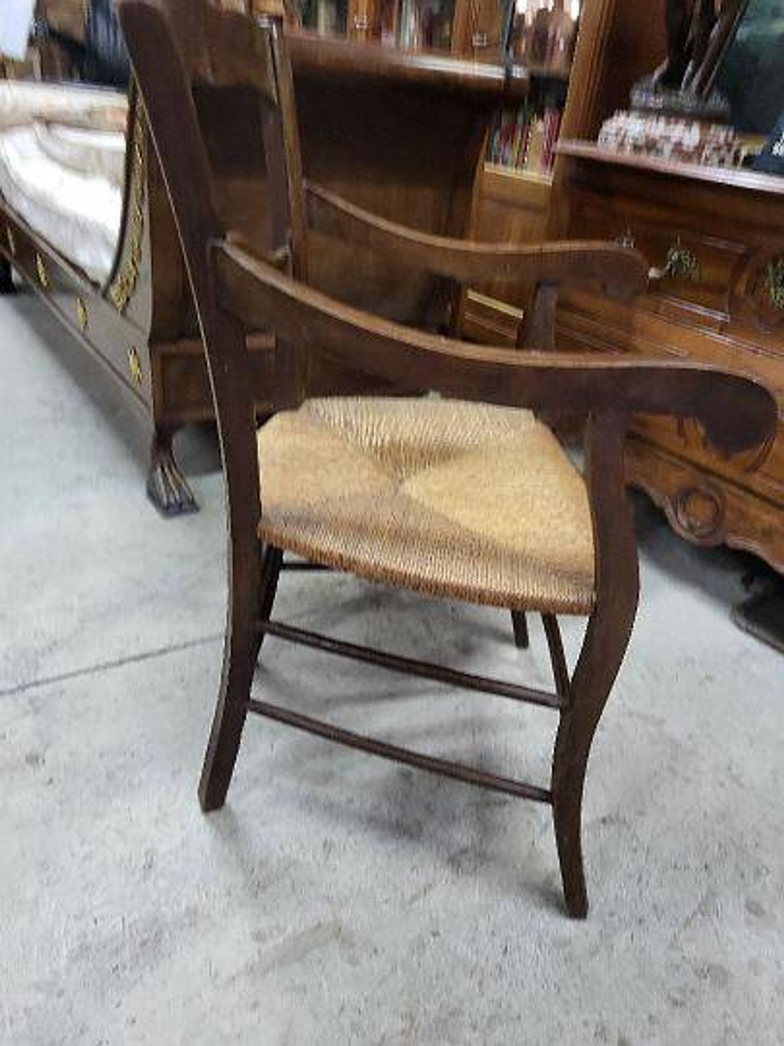 Old 19th century walnut straw armchair n° 2