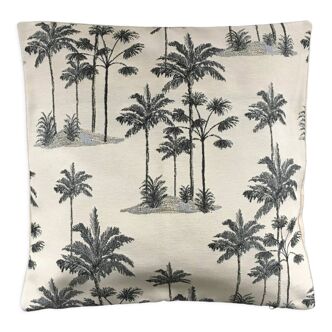 Coussin palmiers brodés vintage