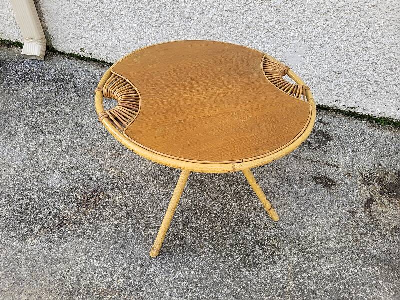 Round rattan coffee table 1960
