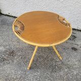 Round rattan coffee table 1960