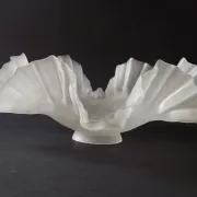 French Vintage 1930s Patterned White Frilled Glass Shade - Art Deco Lightin