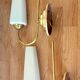 Pair of sconces with a light arm, brass and white opaline 1960.