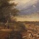 Italian landscape with wayfarers, oil on canvas dated 1845