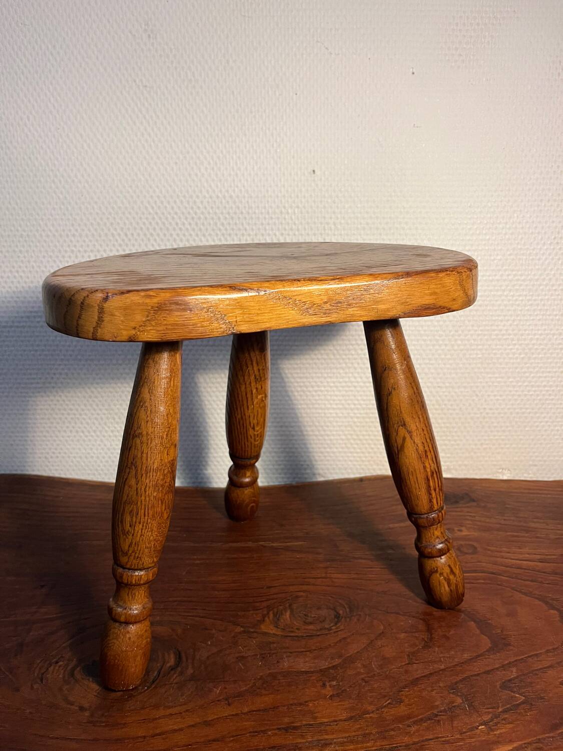 Small oak tripod stool or plant stand