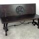 Banc en châtaignier et fer sculpté de la Renaissance espagnole du XIXe siècle