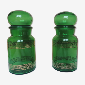 Green apothecary pots