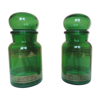 Green apothecary pots