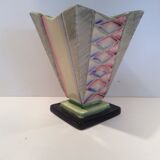 Hand painted art deco vase by Myott and son with flower holder in the centre