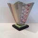 Hand painted art deco vase by Myott and son with flower holder in the centre