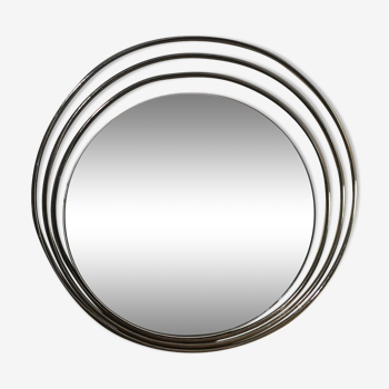 Miroir rond chrome années 70 - 64cm