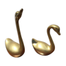 Pair of brass swans