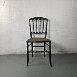 Chaise Napoleon III, Chiavari en bois noirci peint et cannage