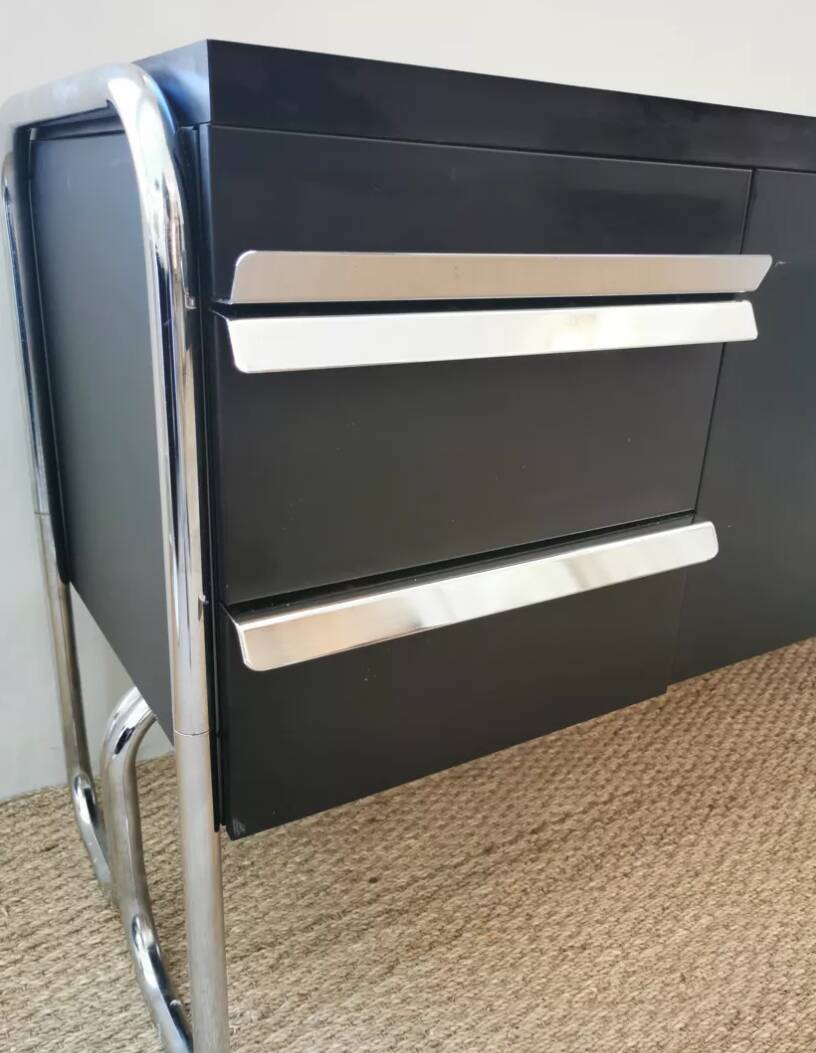 Vintage Bauhaus style metal sideboard from the 1970s