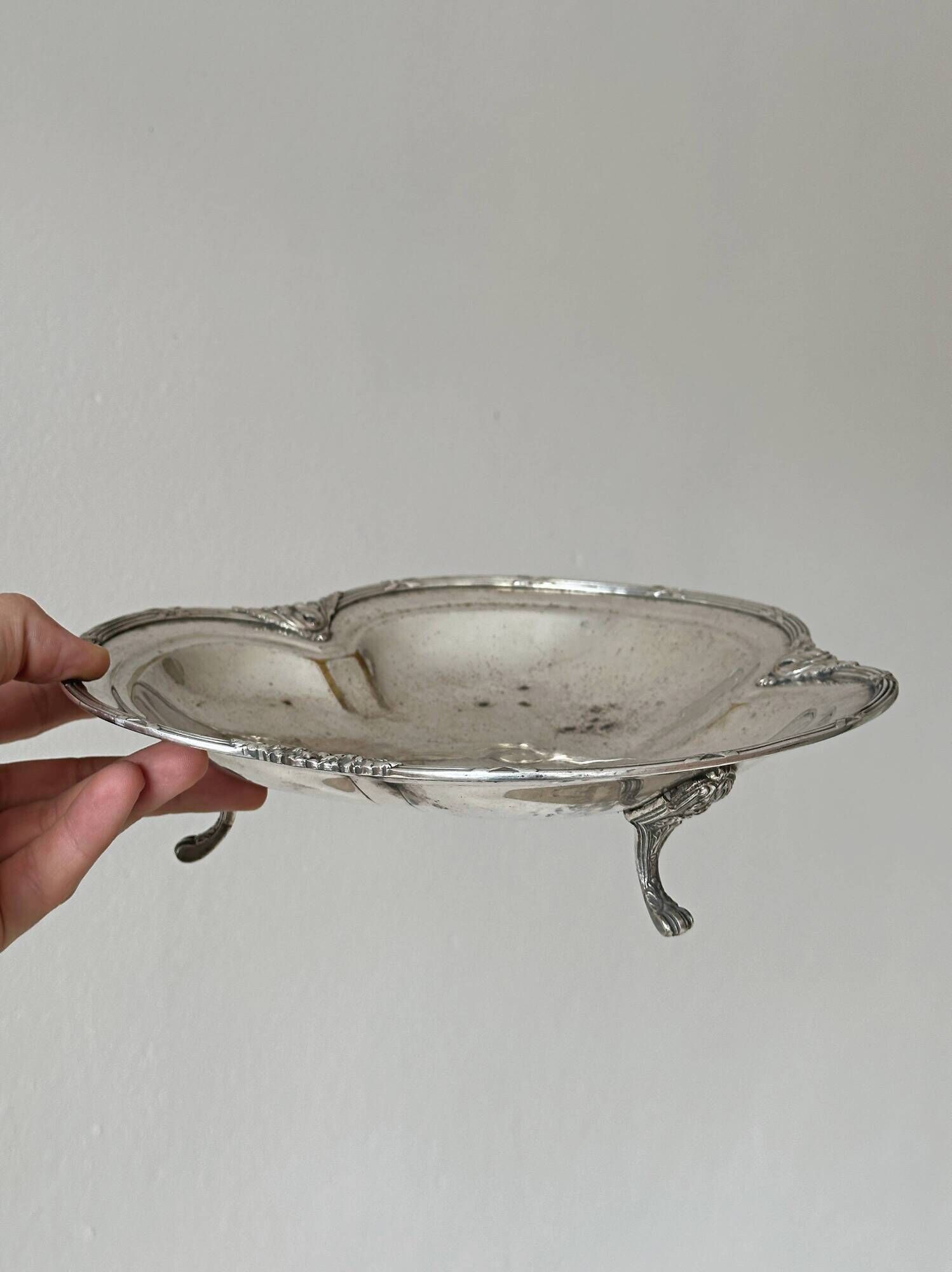 Antique silver plate on cabriole legs