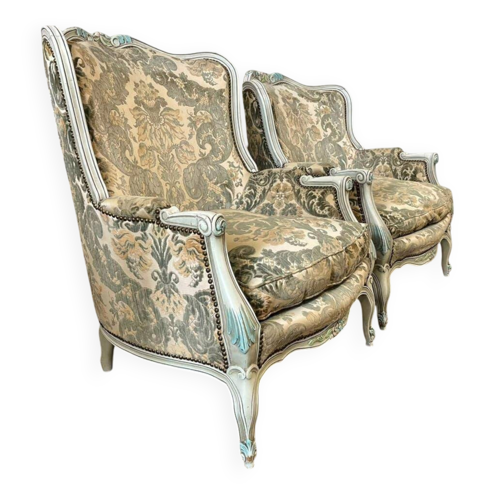 Ensemble de 2 fauteuils baroques vintage / chaises individuelles / sièges
