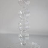 Set of two transparent blown glass candle holders