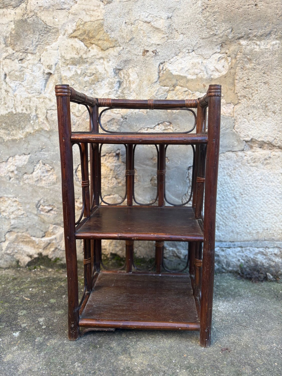 dark brown bamboo shelf