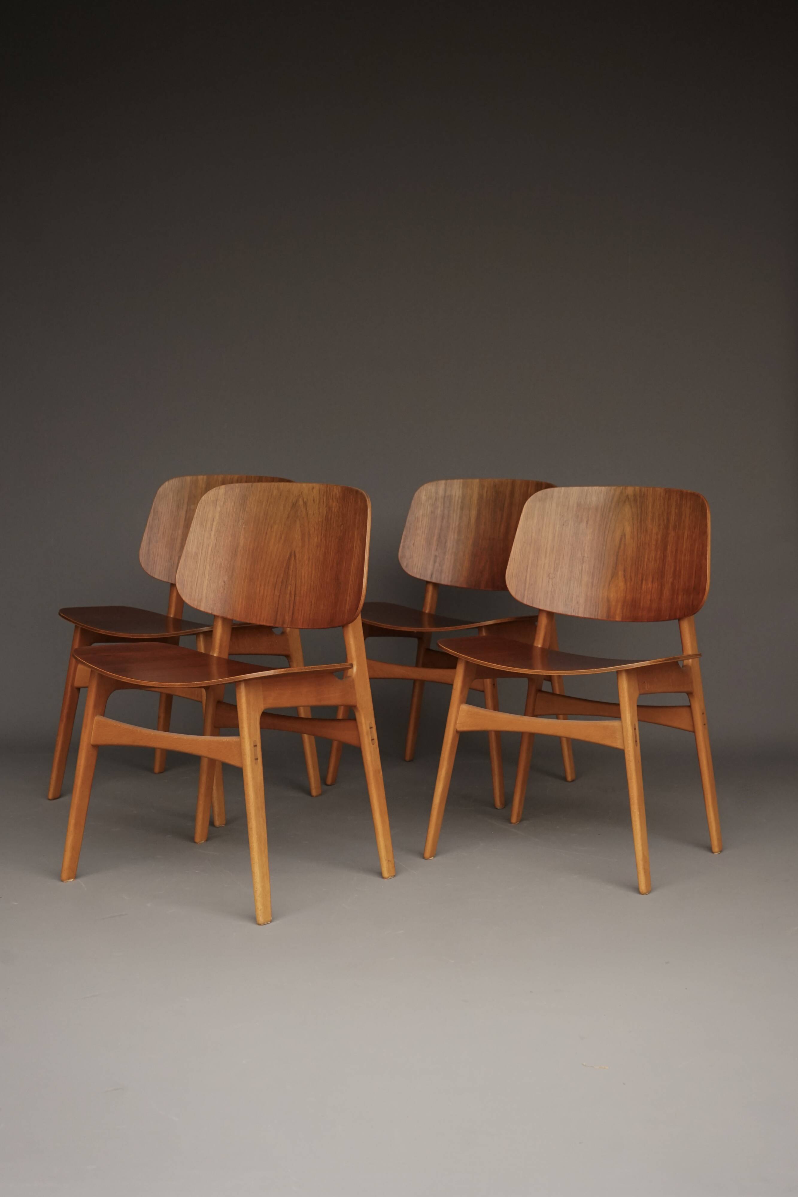 Model 155 Shell Chairs by Børge Mogensen for Søborg Møbelfabrik. Denmark