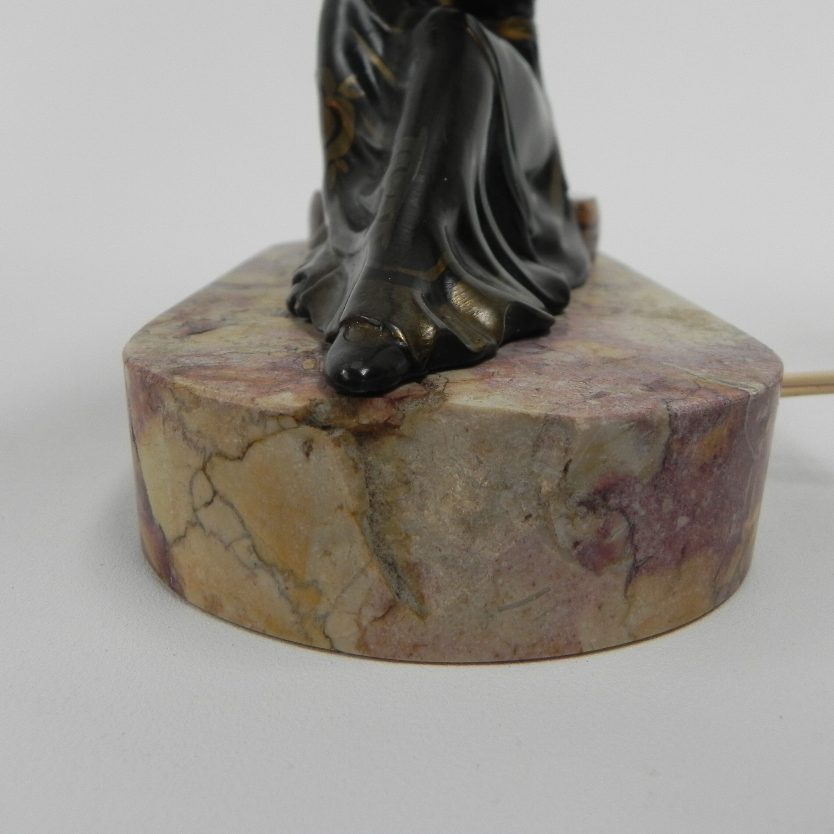 Art deco desk lamp sitting woman with globe