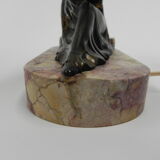 Art deco desk lamp sitting woman with globe