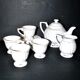 Coffee set vintage tea in molded openwork earthenware signed Jline