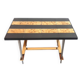 Table basse carreaux céramique et feuille d'or hauteur 36 cm années 50