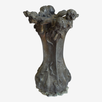 Art nouveau bronze vase