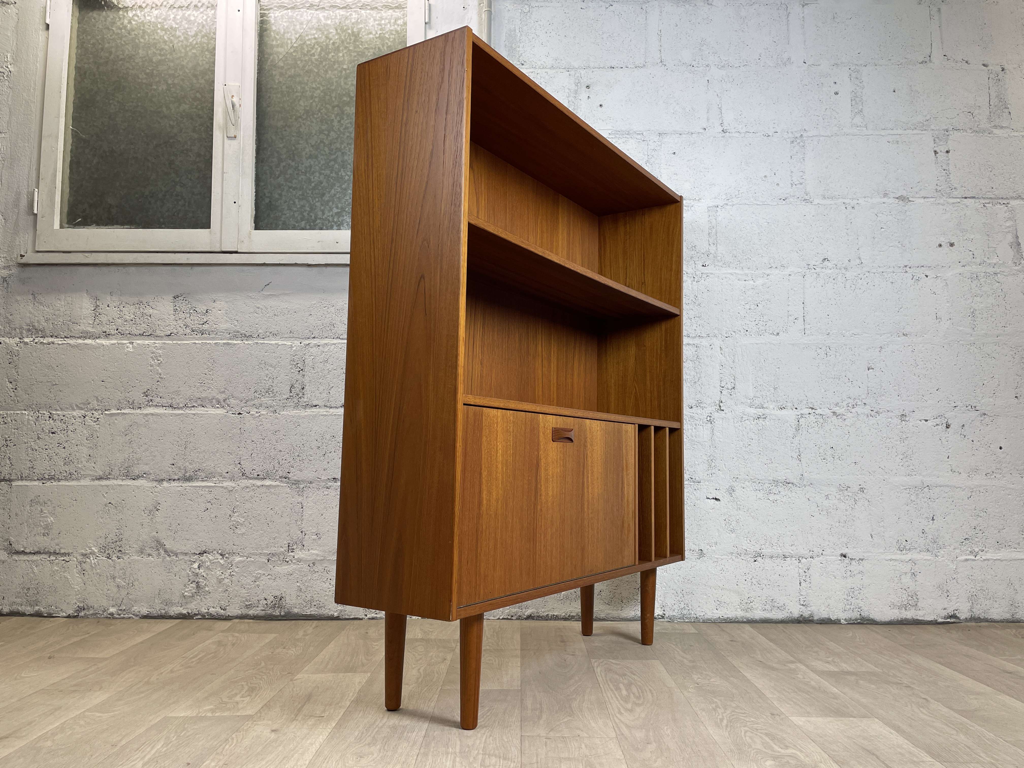 Scandinavian bookcase signed Clausen & Vintage teak sound, 60s