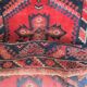 Carpet point knotted velvet wool blue red white 124 cm x 202 cm vintage