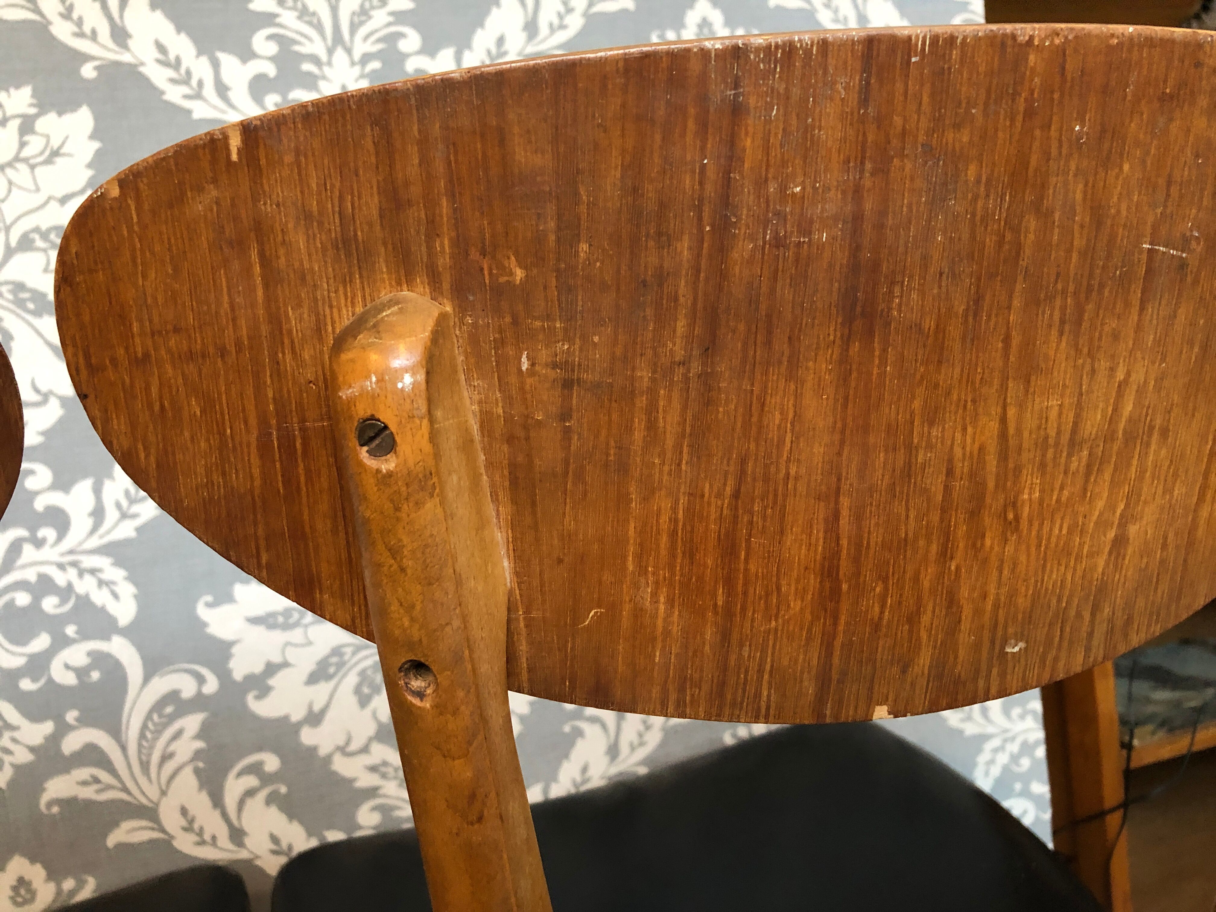 Two vintage chairs compass feet, 1950